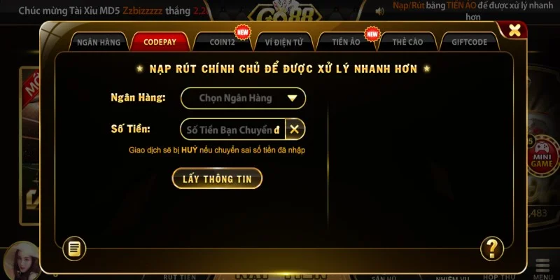 Da dang hinh thuc nap tien tai nen tang giai tri Go88